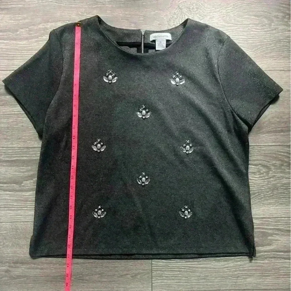 Liz Claiborne Sparkly Sweater Gray with Attached Gems Size XL - Picture 6 of 6